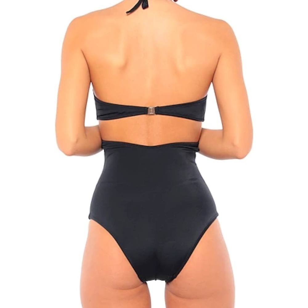 MOEVA Johanna Omega Chain Necklace Detailed Swimsuit in Black Sz. M - Picture 5 of 11